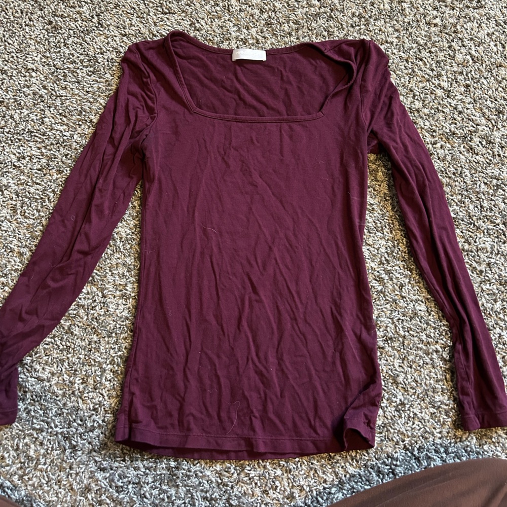 Mango Deep Burgundy Long Sleeve Top